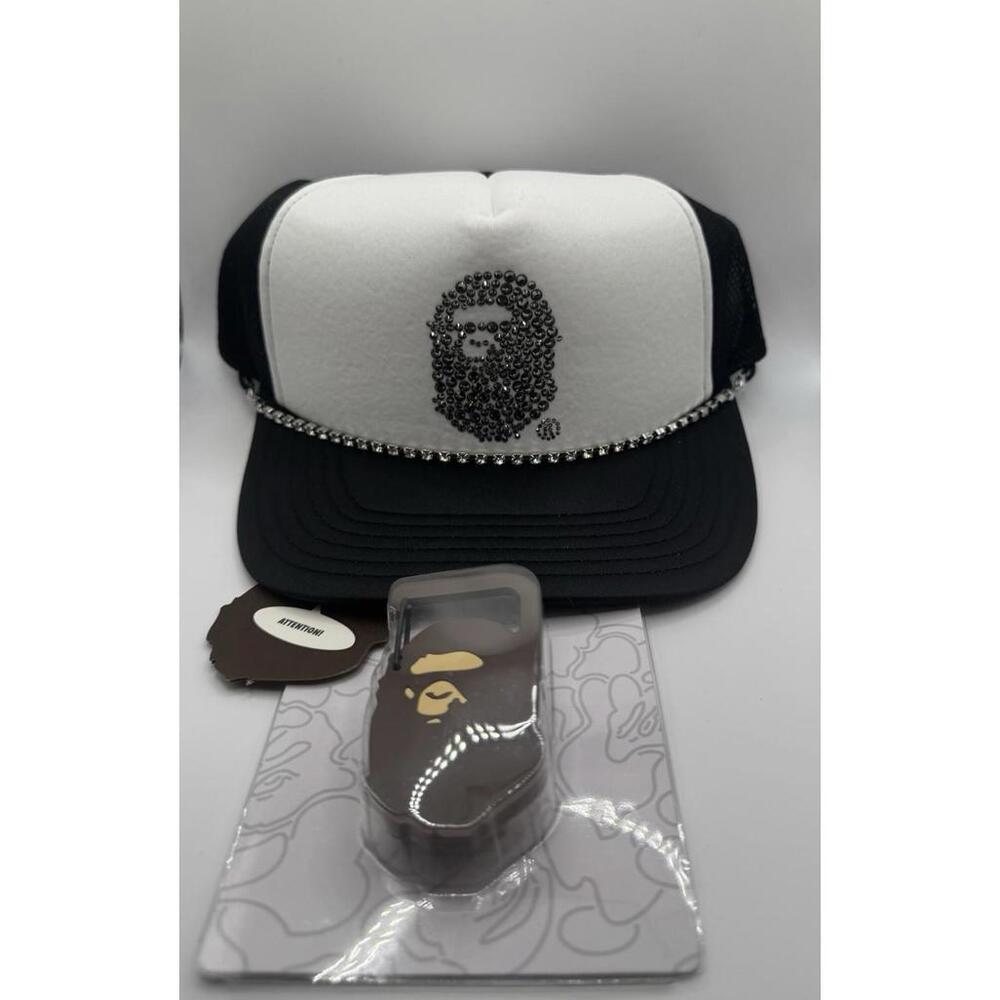 BAPE Crystal Mesh Trucker Hat + Ape Clip  | O/S | New